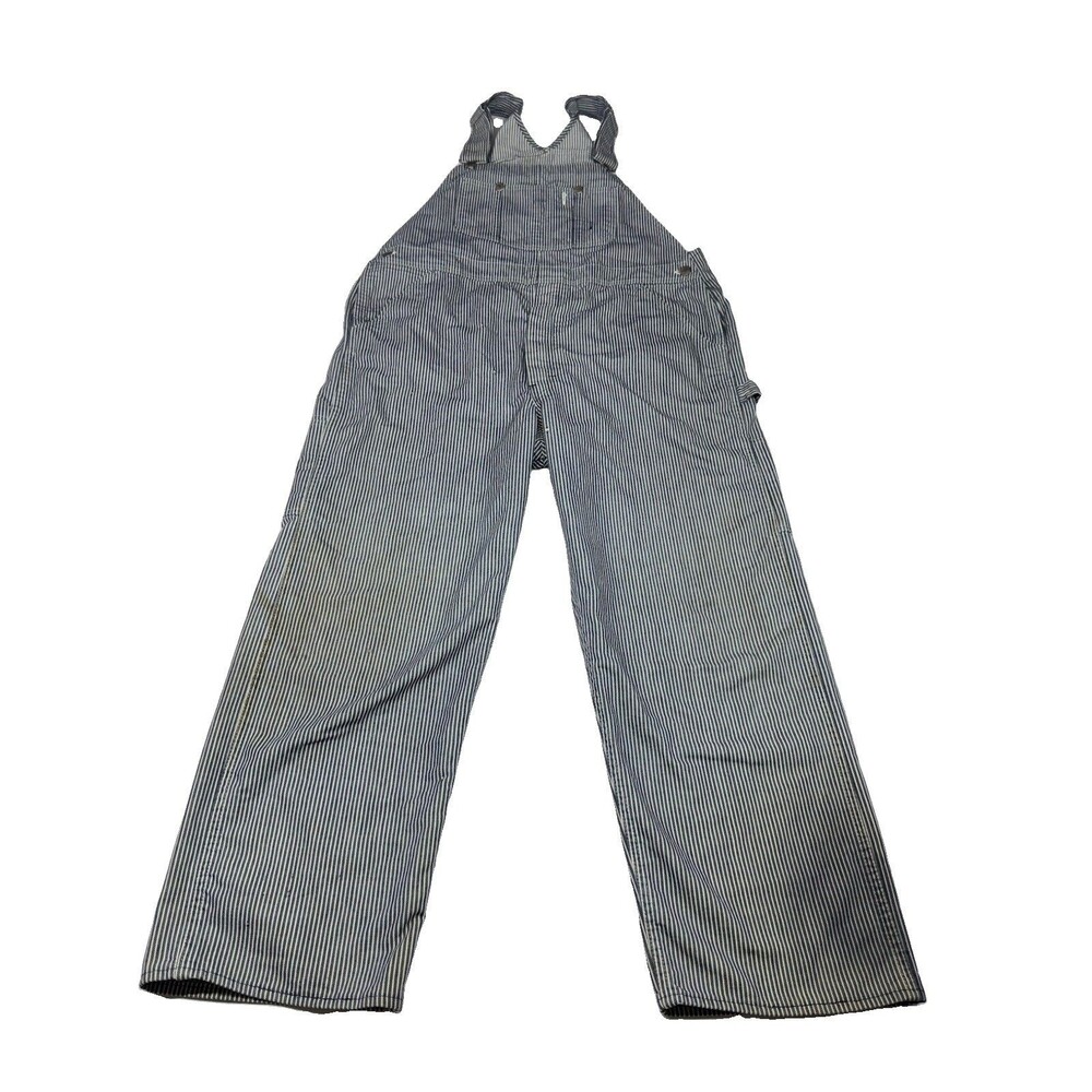 VINTAGE 70 SEARS TRADEWEAR TRI BLEND HICKORY STRIPED OVERALLS 42x30 UNION MADE